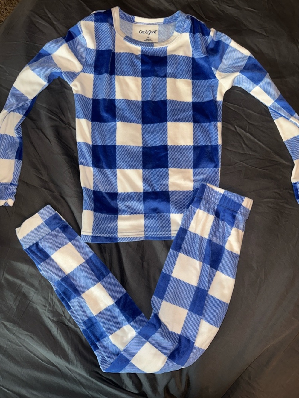 Cat & Jack Blue and White Buffalo Check Kids Pajama Set